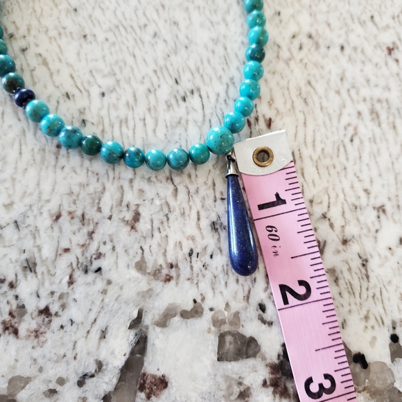 Jay King Turquoise Bead and Lapis Sterling Silver Long Necklace - Picture 10 of 15